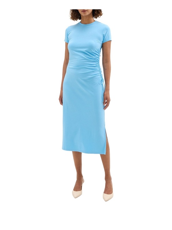 Theory Dresses & Skirts - Theory Light Blue Ruched-Side Midi Dress